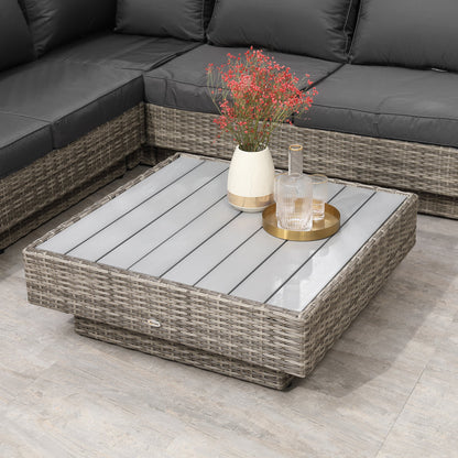Vaneno Rattan Light Grey 5 Seater Outdoor Corner Sofa And Coffee Table Set With Cushions