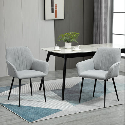 Mona Novi Set Of 2 Fabric Light Grey Dining Chairs With Metal Legs For Kitchen Or Dining