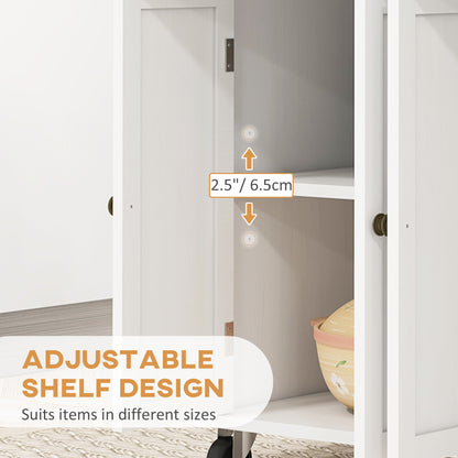 Viratto Natural and White Wooden Rolling Kitchen Island With Drawers And Storage
