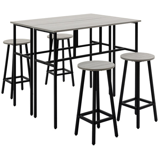 Lura Rika Metal Grey 6 Piece Bar H8 Dining Set With 4 Stools