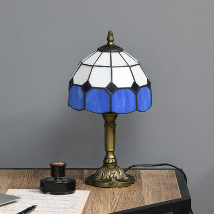 Lonema Glass And Metal White And Blue Art Deco Style Table Lamp