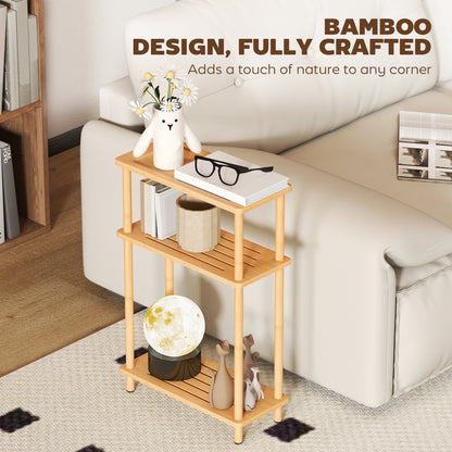 Neliyo Bamboo Natural 3 Tier Slim Side Table With Nordic Style Design