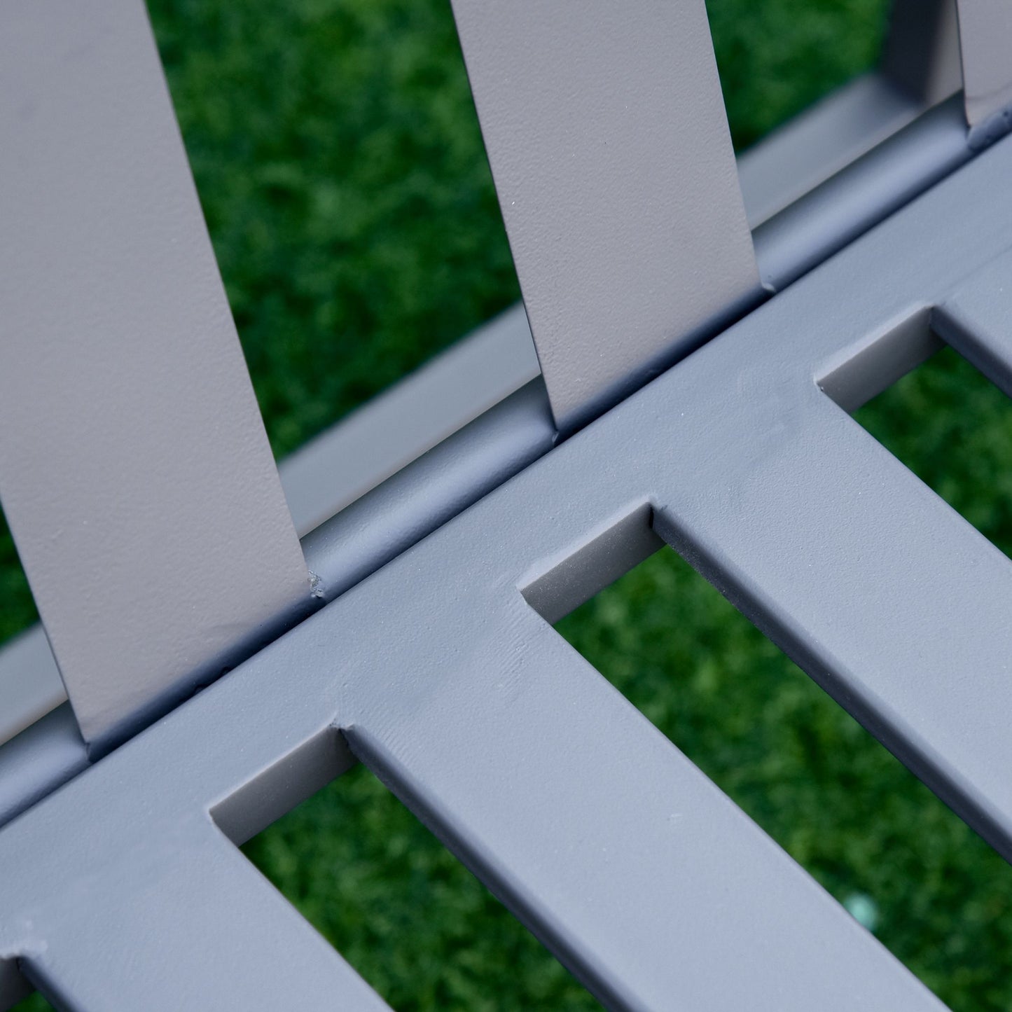 Yoraha Steel Grey Outdoor Garden Bench Loveseat With Slatted Seat Design