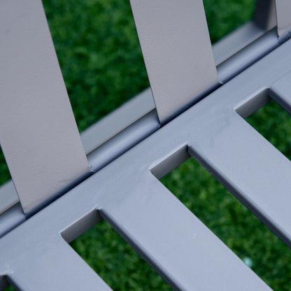 Yoraha Steel Grey Outdoor Garden Bench Loveseat With Slatted Seat Design