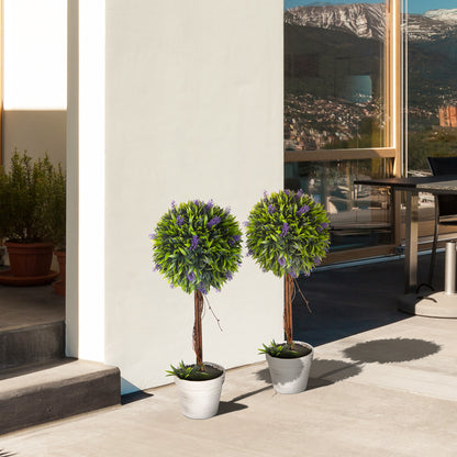 Kema Mado Set Of 2 Artificial Lavender Ball Trees In Pots For Indoor And Outdoor Styling 60cm