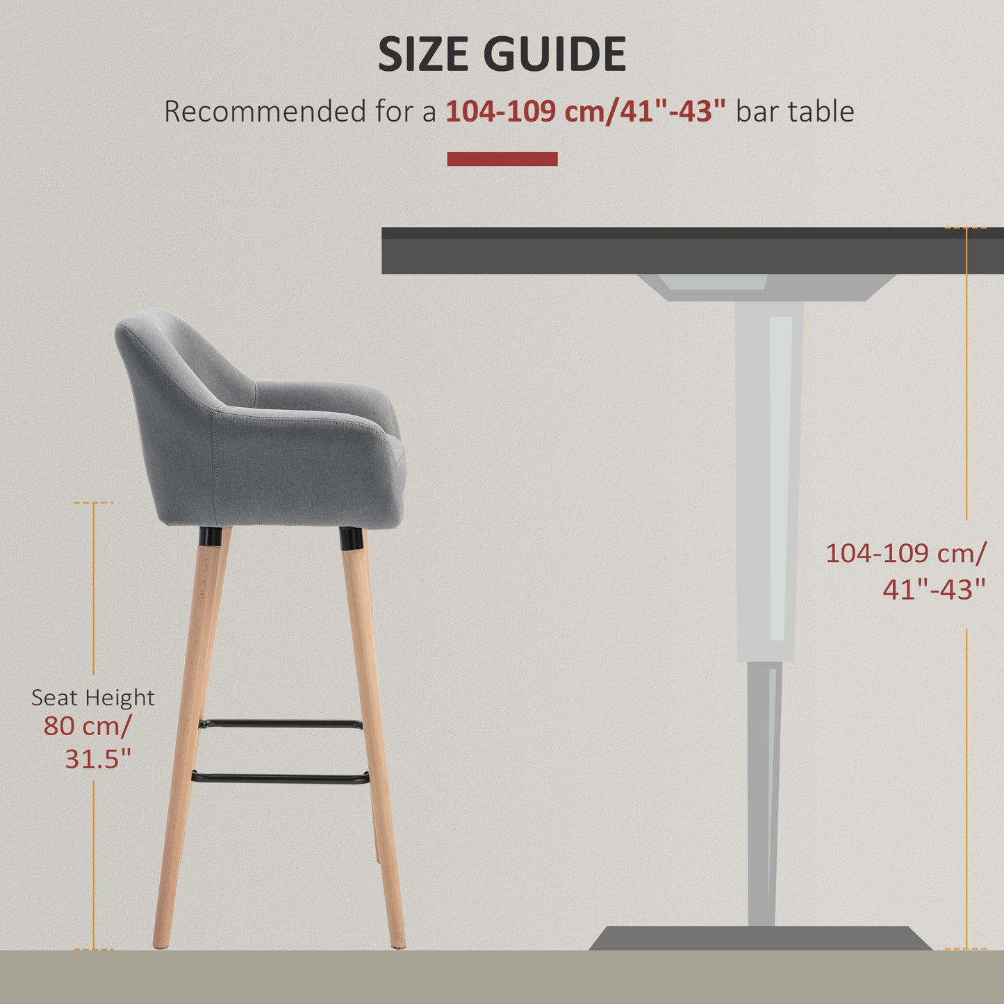 Nonozzi Fabric Grey Upholstered Bar Chairs Set Of 2 With Solid Wood Legs And Metal Frame