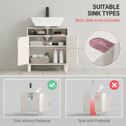 Nenola Cream White Under Sink Storage Cabinet For Basin