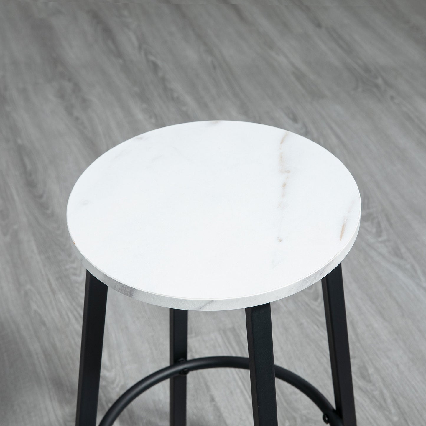 Telano Marble Effect White And Black 3 Piece Bar Table And Stool Set