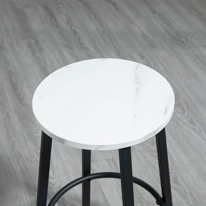 Telano Marble Effect White And Black 3 Piece Bar Table And Stool Set