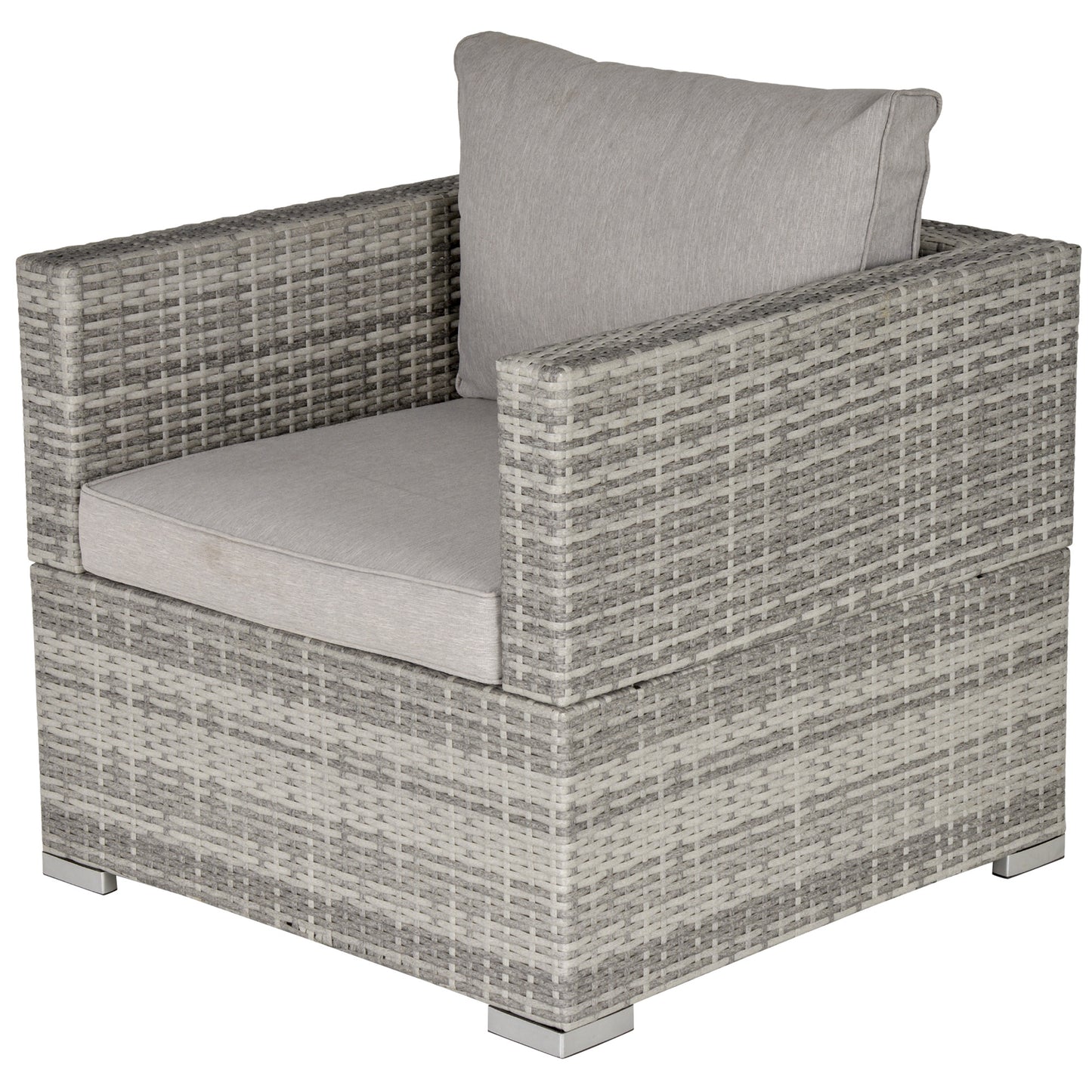 Karettano Rattan Grey Single Outdoor Armchair With Cushions And Armrests