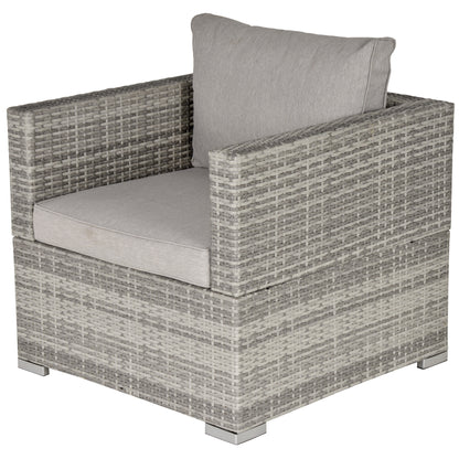 Karettano Rattan Grey Single Outdoor Armchair With Cushions And Armrests