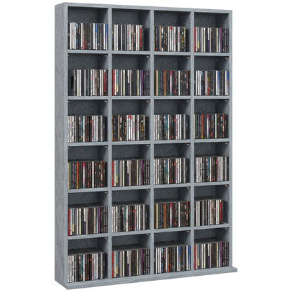 Kavilu Wood Cement Grey CD Storage Cabinet With Adjustable Shelves 89 x 130.5 cm
