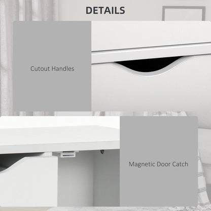 Sopake White Freestanding Storage Cabinet With 4 Drawers And Lower Cupboard
