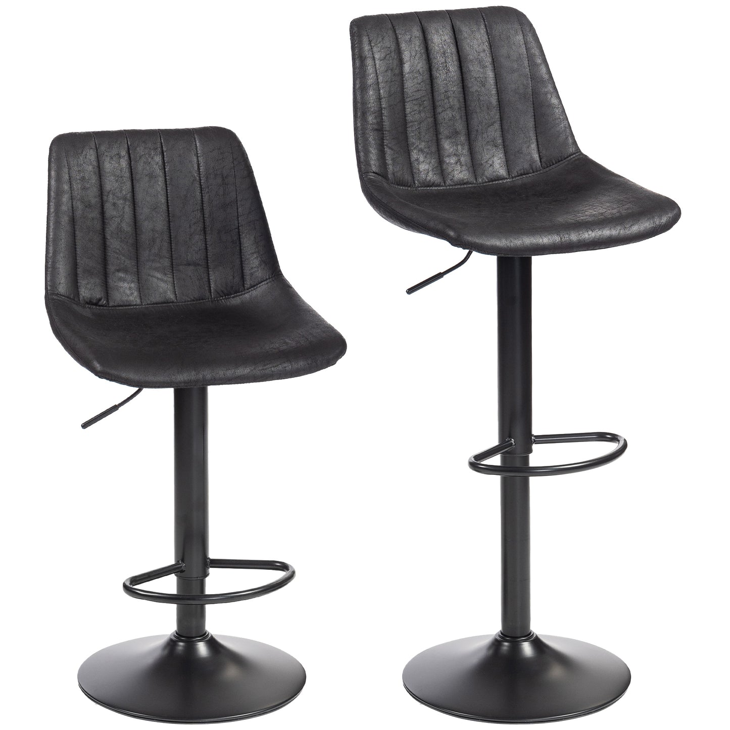 Nalo Set Of 2 Black Leathaire Upholstered Tub Style Bar Stools