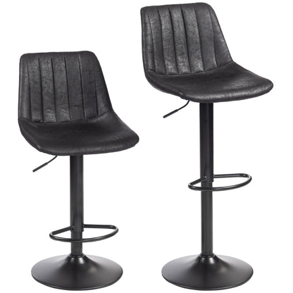 Nalo Set Of 2 Black Leathaire Upholstered Tub Style Bar Stools