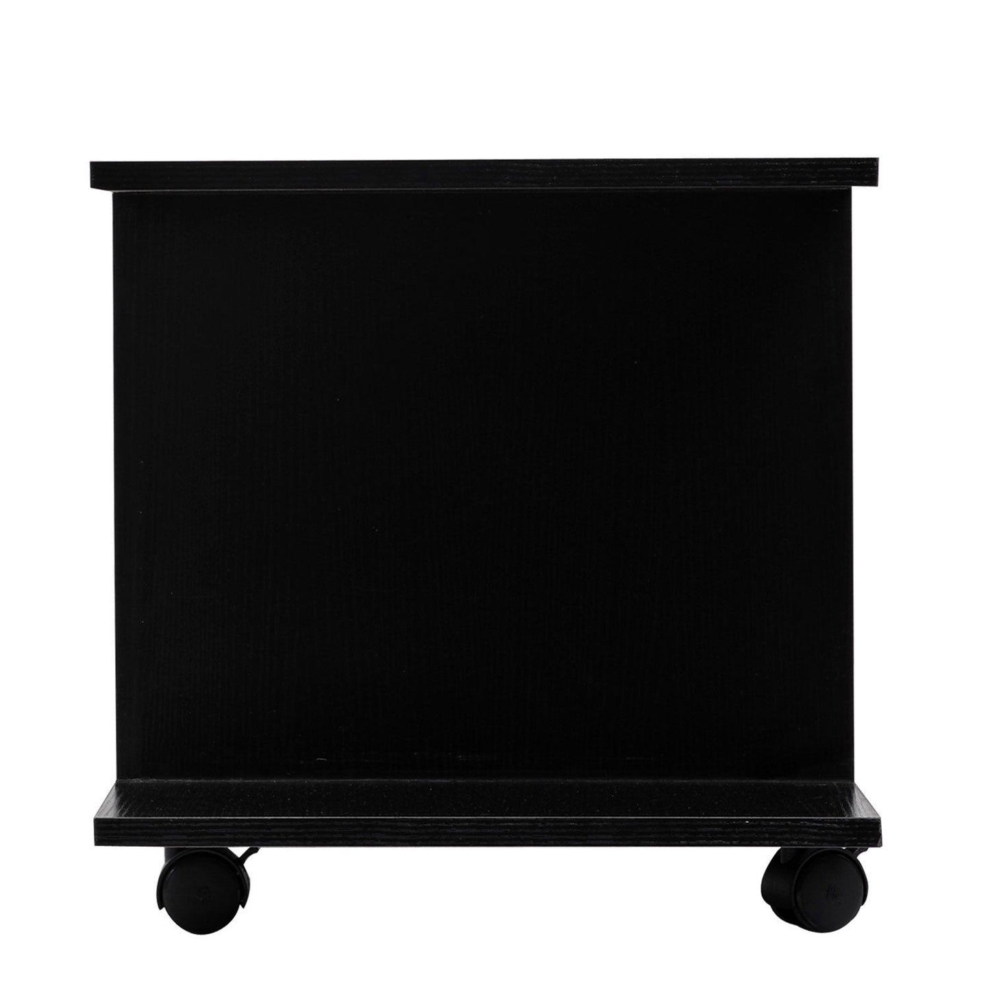 Coro 80cm Wooden Black Mobile TV Storage Unit With Shelves And Bookcase Design