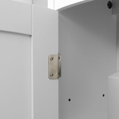 Miel Wall Mounted Bathroom Storage Cabinet With Arched Door And Adjustable Shelving Light Grey And White