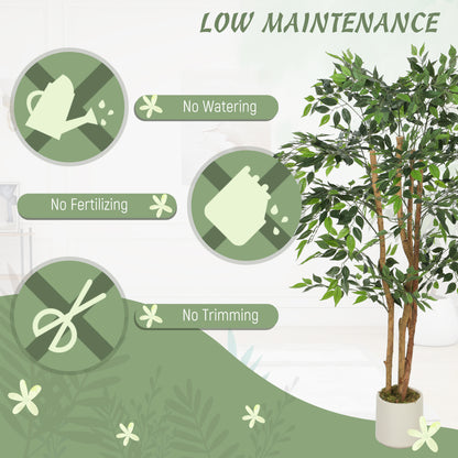 Faluta Artificial Ficus Style Tree With Solid Trunk Detail In Pot H8 150cm Green