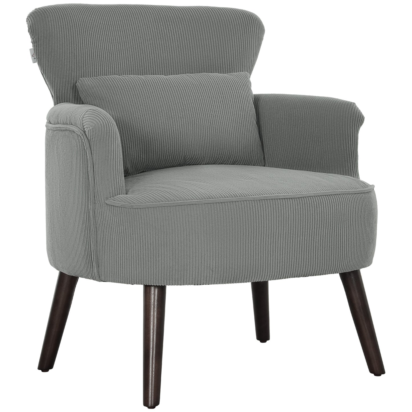 Zile Corduroy Light Grey Retro Style Accent Chair Angled Legs