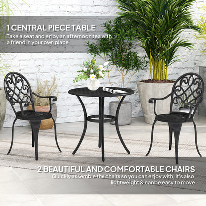 Ninette Aluminium Black 3 Piece Garden Bistro Set