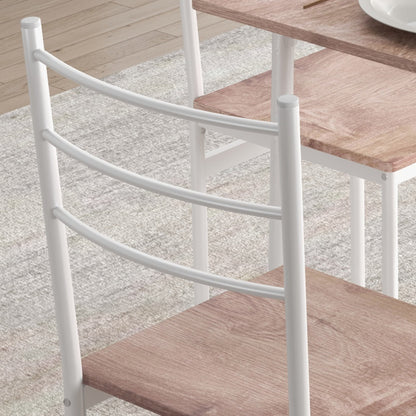 Hayoka Wooden Brown And White 5 Piece Compact Dining Table And Chair Set