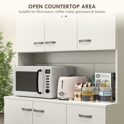 Rasu 180cm Wooden White Freestanding Kitchen Pantry Storage Cabinet Pantry