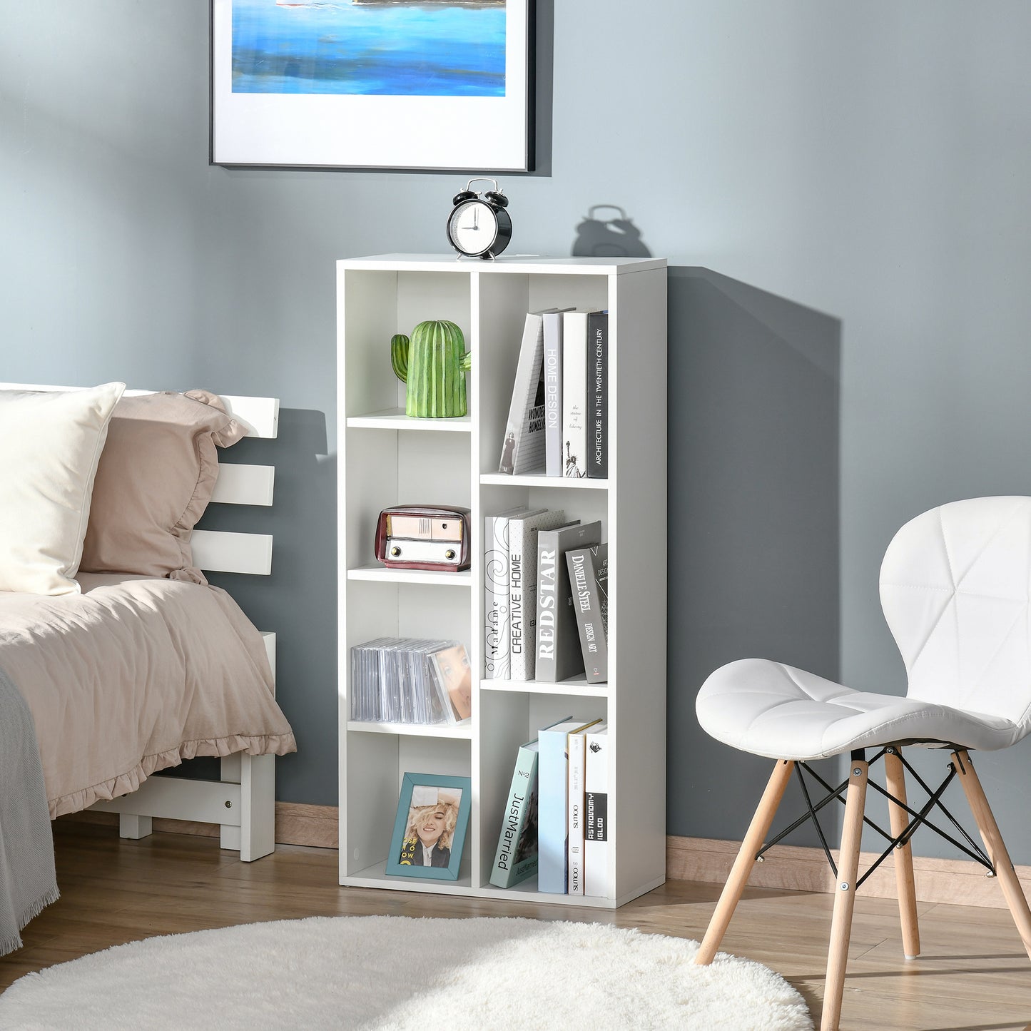 Tonomo Wood White 7 Cube Storage Bookcase
