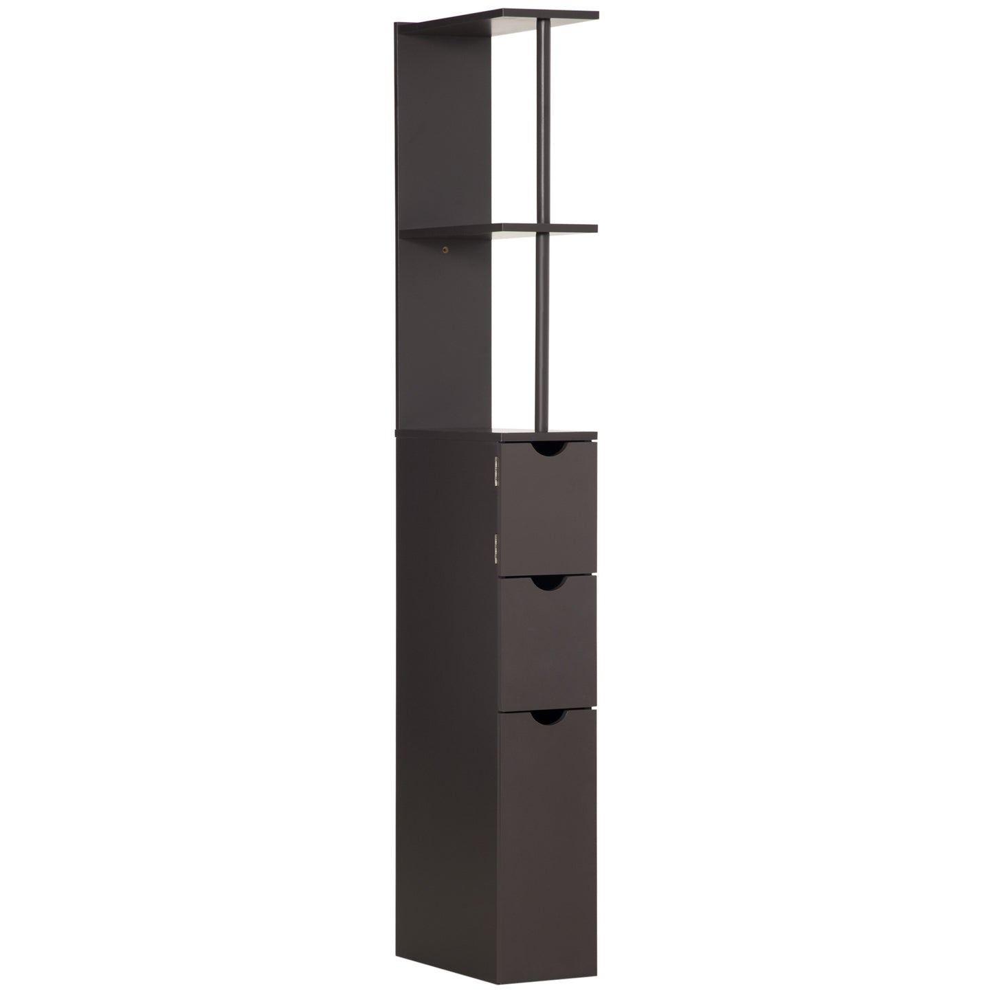 Dolo Suma Slim Freestanding Bathroom Storage Cabinet With Shelves And Drawers In Brown
