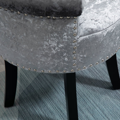 Mocareba Grey Velvet Dressing Table Stool With Rubber Wood Legs