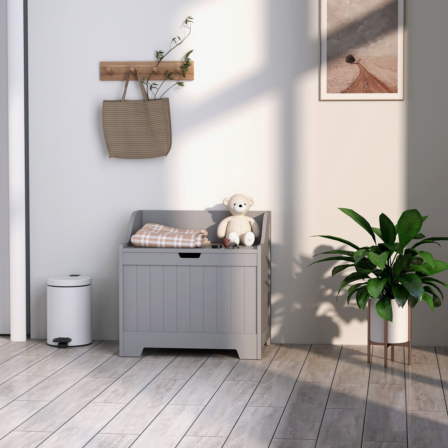 Ralofa Grey Home Storage Chest With 61 Litre Capacity