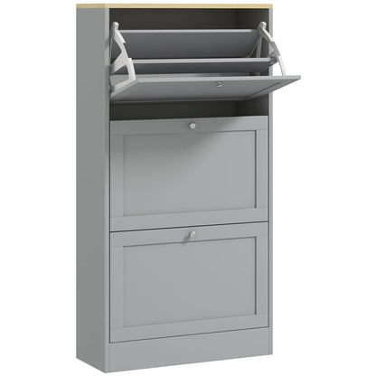 Sari Wooden Grey Compact 3 Drawer Shoe Cabinet