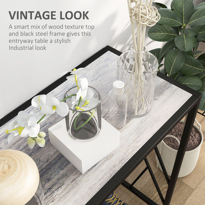 Toli 120cm Metal And Wooden Grey Industrial Console Table