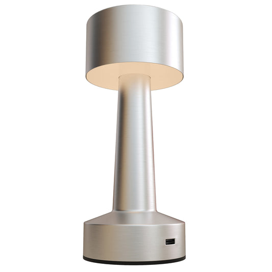 Dova Metal Silver Cordless Touch LED Table Lamp With Rechargeable Battery And 3 Colour Modes