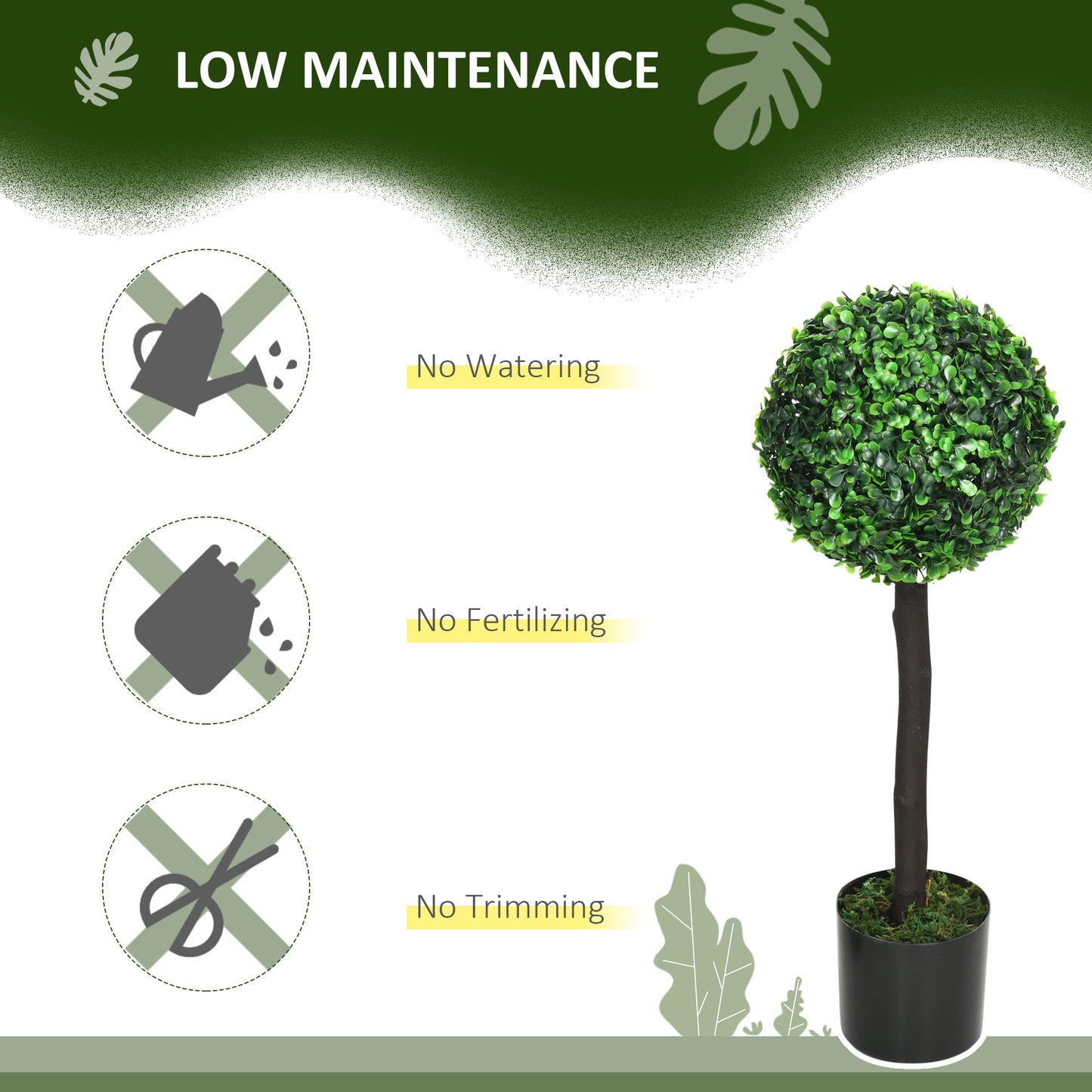 Losasa Zimo Set Of 2 Artificial Boxwood Ball Trees Suitable For Indoor Or Outdoor Settings