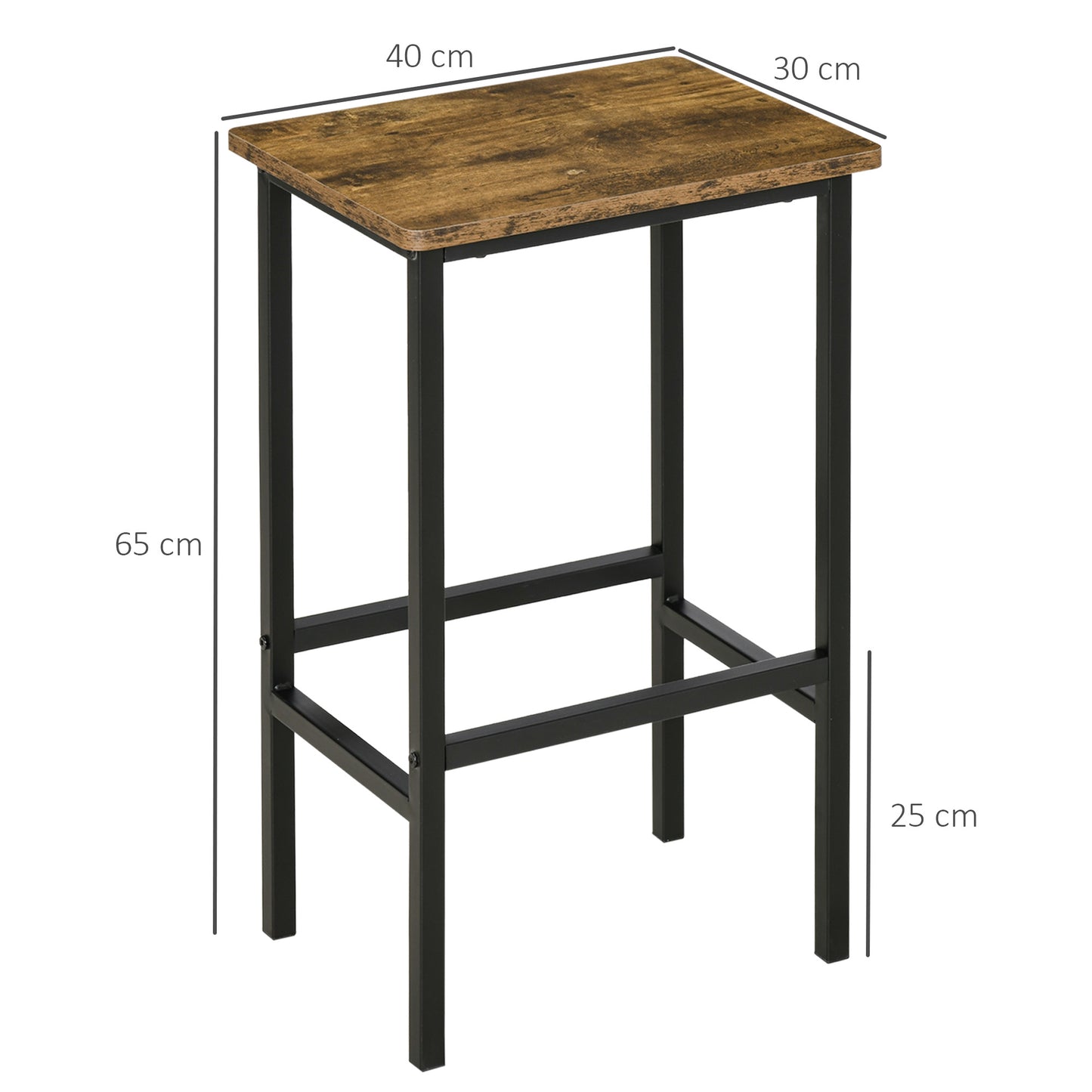 Latzse Set Of 2 Rustic Brown Industrial Counter H8 Bar Stools With Footrest