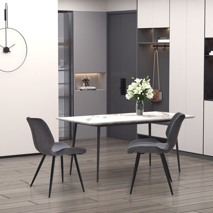Vielco Faux Leather Grey Upholstered Dining Chairs Set Of 2 With Steel Frame