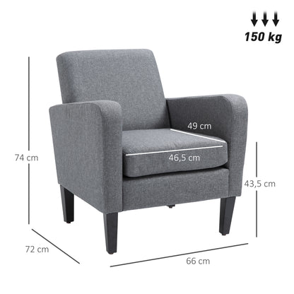 Notayo Grey Fabric Modern Accent Chair With Black Legs