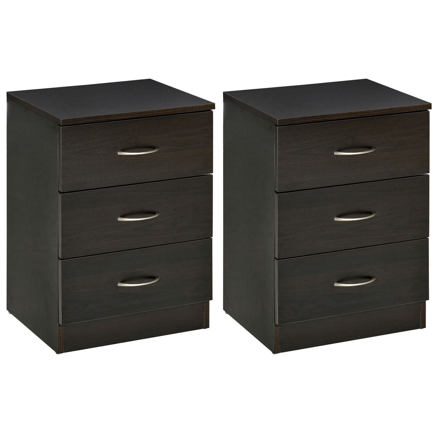 Salasa Set Of 2 White Bedside Tables With Drawer And OFauxn Shelf Featuring Metal Rail Detail