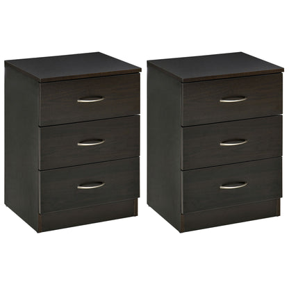 Salasa Set Of 2 White Bedside Tables With Drawer And OFauxn Shelf Featuring Metal Rail Detail
