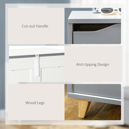 Thako Wood Grey 3 Drawer Chest With Natural Wood Angled Legs