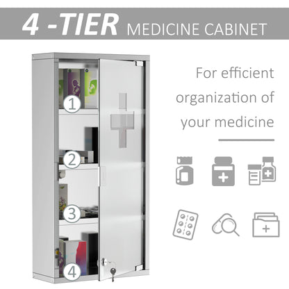 Ranico Hama Wall Mounted Stainless Steel Bathroom Medicine Cabinet With Glass Door And Shelves