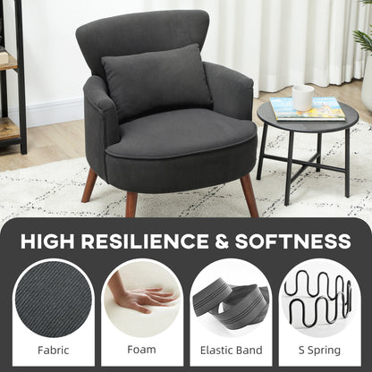 Mielyo Black Corduroy Retro Accent Armchair