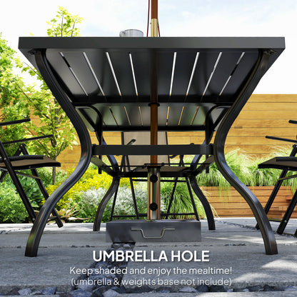 Dizze 6 Seater Cream Mesh and Black Steel Outdoor Dining Set with Parasol Hole