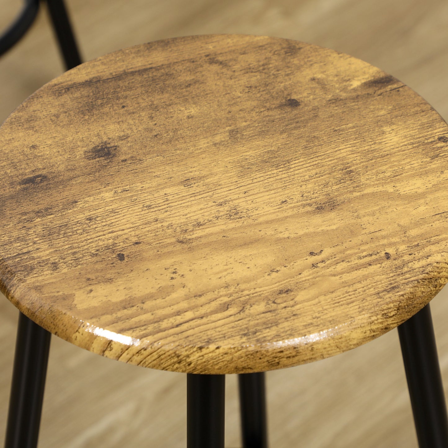 Soka Wooden Brown And Black 5 Piece Industrial Bar Table And Stool Set
