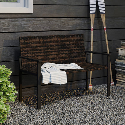 Batare Rattan Brown 2 Seater Garden Bench With Armrests