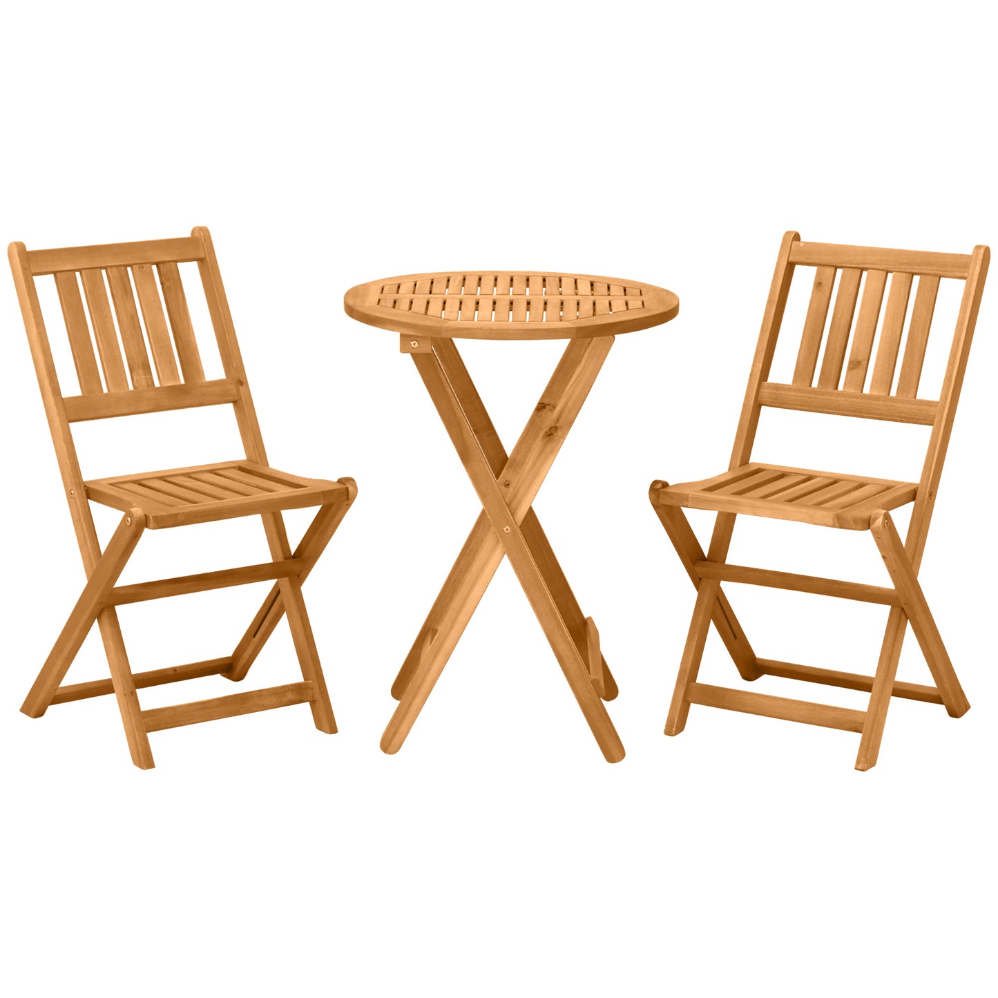 Lidoel 3 Piece Teak Folding Wooden Bistro Set With Table And Chairs