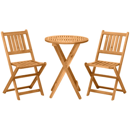 Lidoel 3 Piece Teak Folding Wooden Bistro Set With Table And Chairs