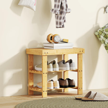 Tono Keel Bamboo Natural 2 Tier Shoe Storage Bench