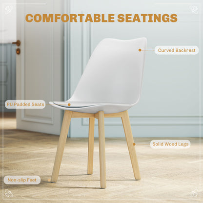Vala Plastic and Wood White 5 Piece Modern Dining Table And Chair Set