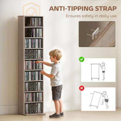 Lere Tavi Wooden Natural Finish Narrow CD Storage Unit With 260 Disc Capacity
